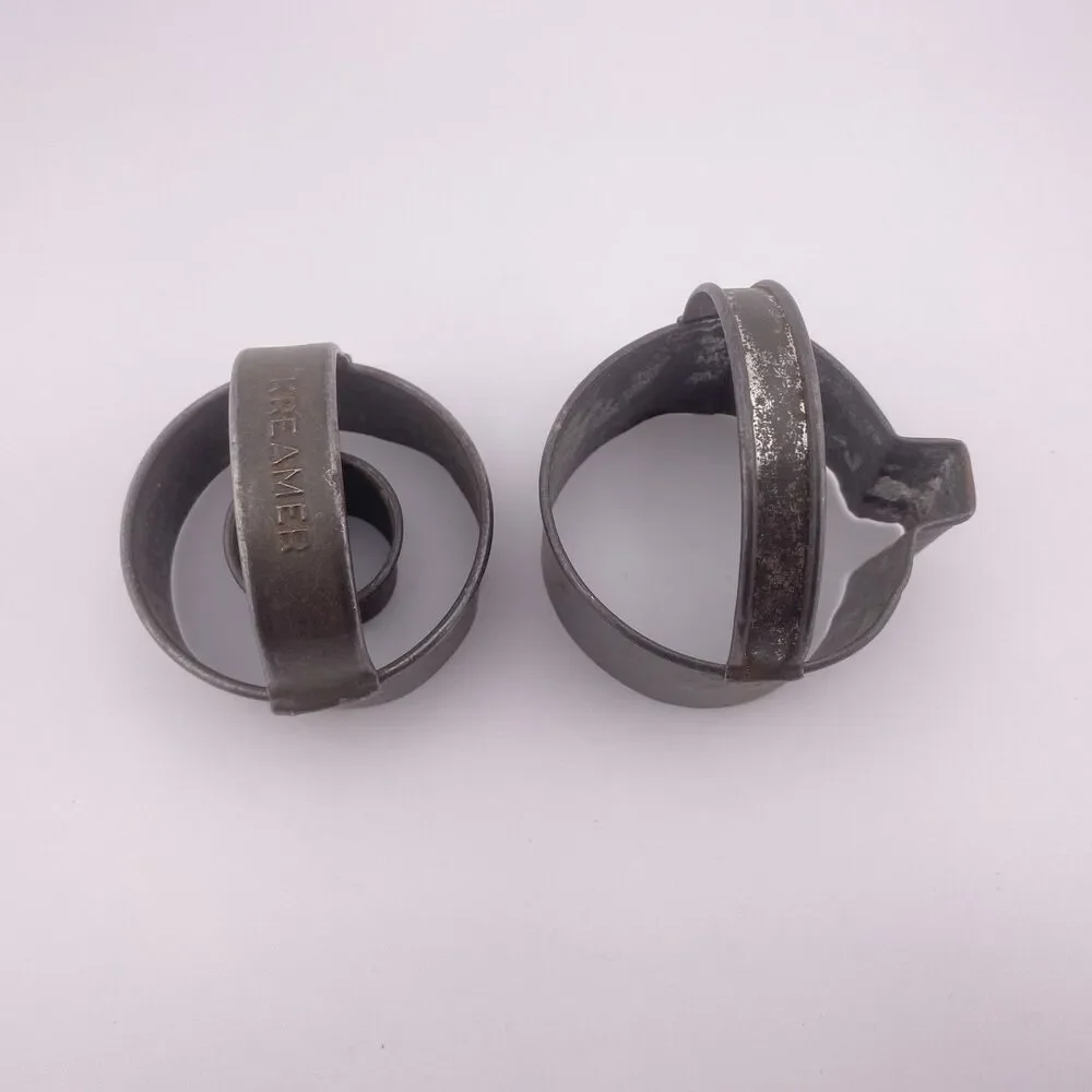 Lot of 2 Vintage Handled Cookie Biscuit Cutters Round Doughnut, And Pumpkin
